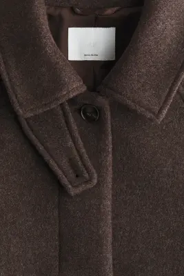 Manteau oversize en laine mélangée - Marron foncé — photo 5