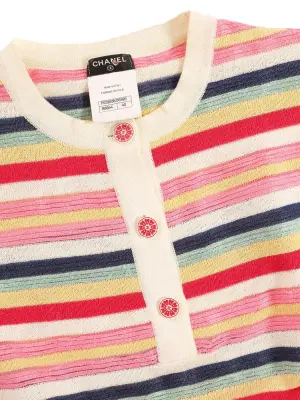 Top manches courtes en maille à rayures multicolor rouge rose jaune vert Prix boutique 1770€ Taille 40 — photo 5
