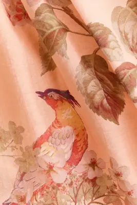Robe à manches bouffantes avec détail à nouer - Rose pêche/fleuri — photo 3