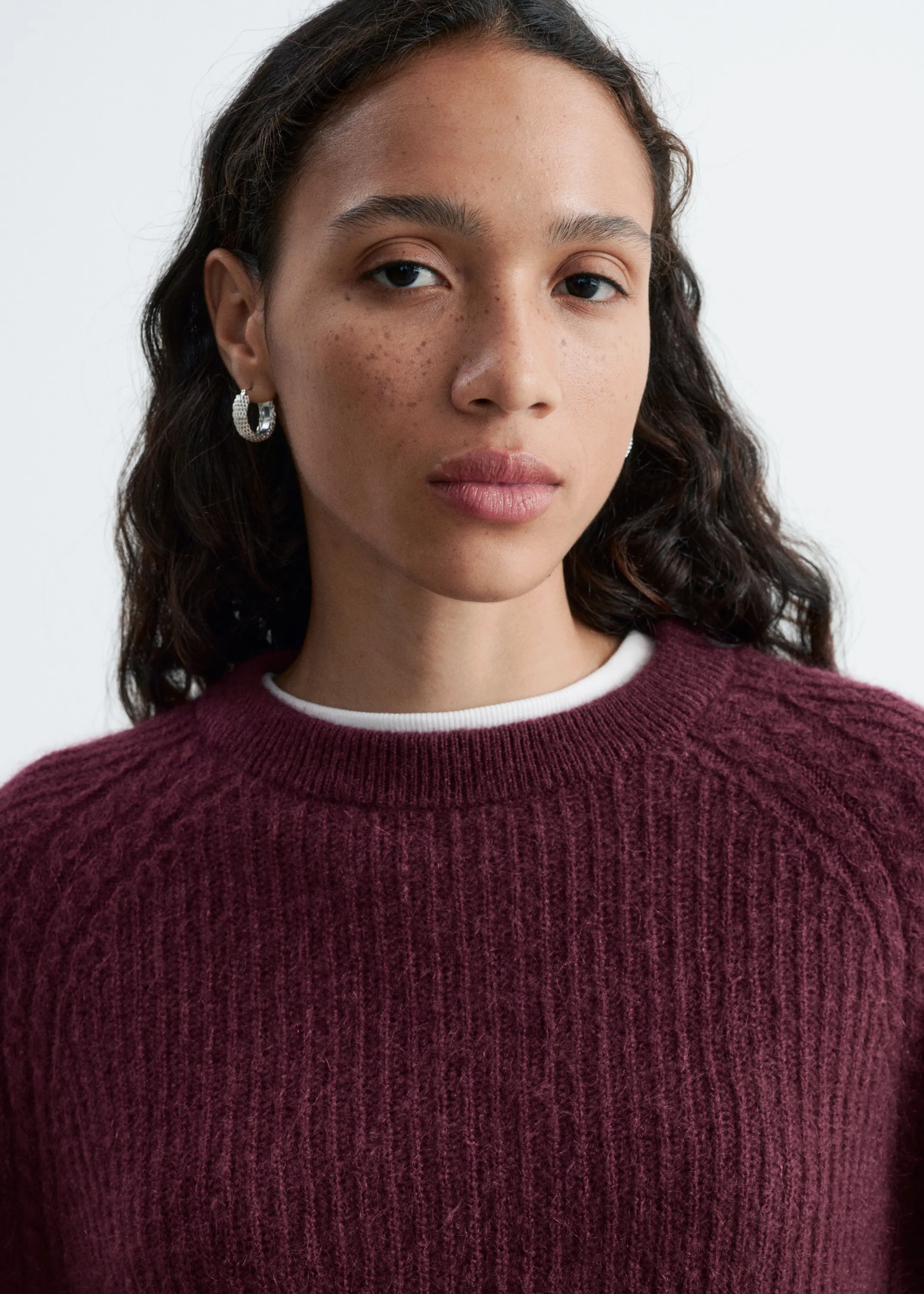 Pull en mohair mélangé - Rouge foncé