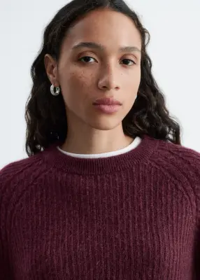 Pull en mohair mélangé - Rouge foncé — photo 1