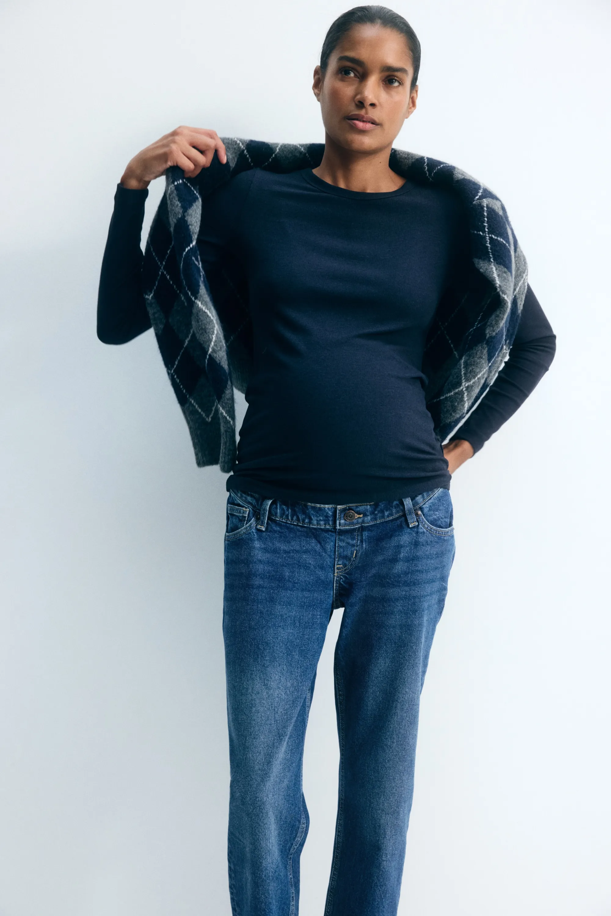 MAMA Slim Mom Ankle Jeans - Bleu denim foncé