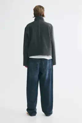 Veste à col entonnoir en feutre - Gris foncé — photo 4