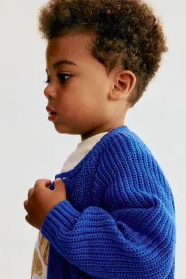 Gilet en côtes fantaisie de coton - Bleu vif — photo 3