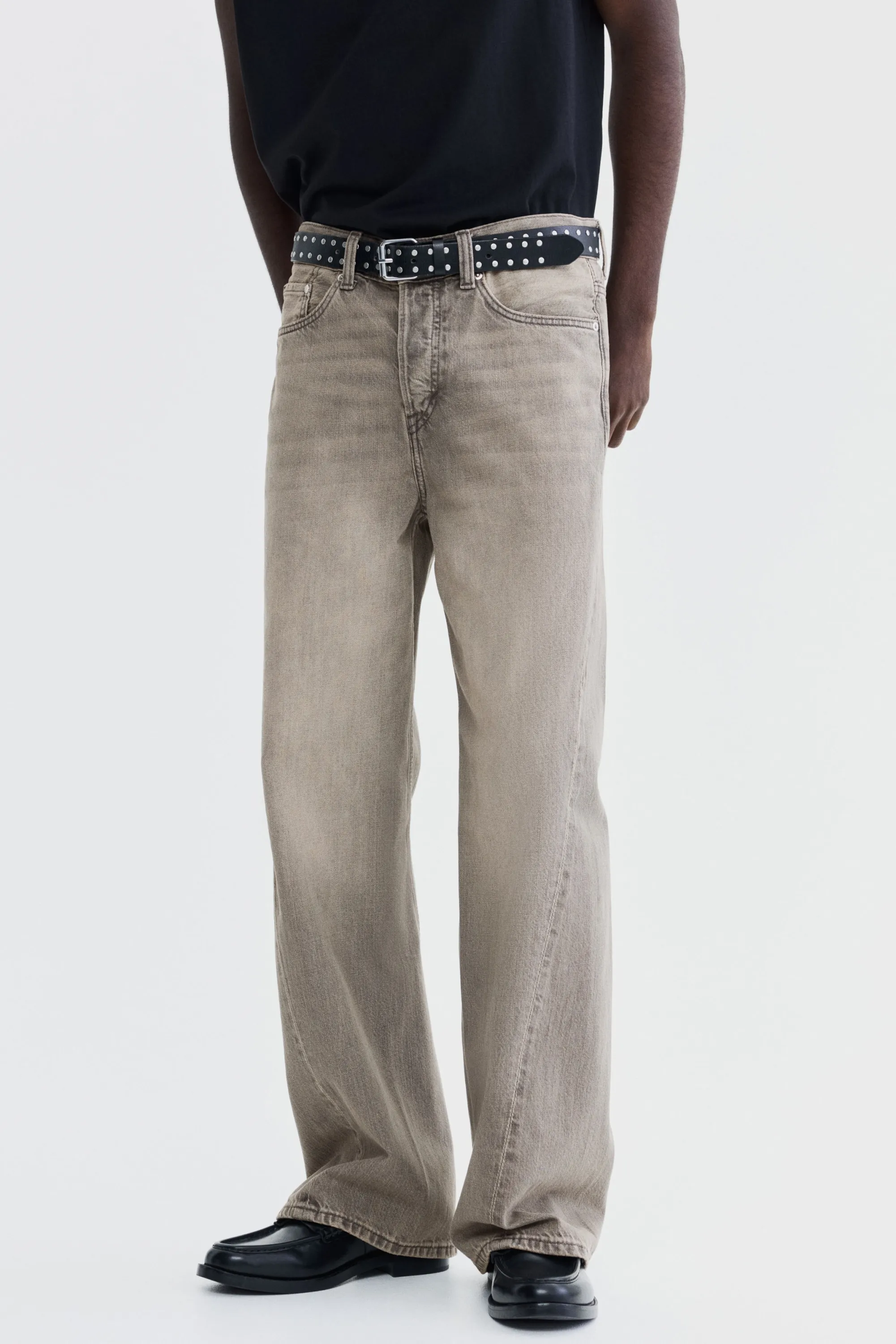 Jean Loose Straight à jambes tournantes - Gris denim