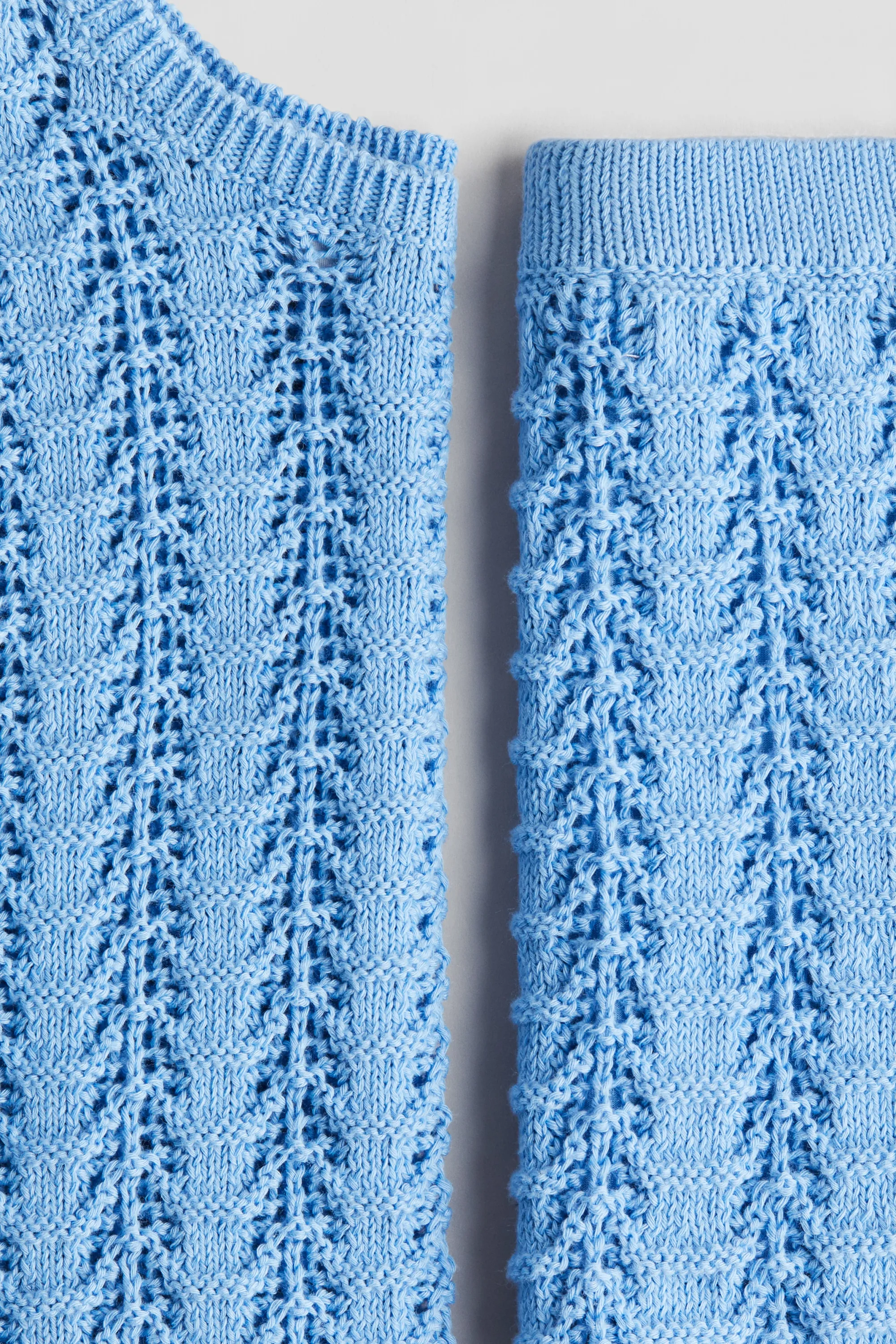 Ensemble 2 pièces en maille pointelle - Bleu