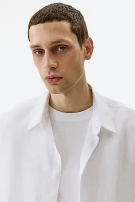 Chemise Relaxed Fit en lin - Blanc — photo 2