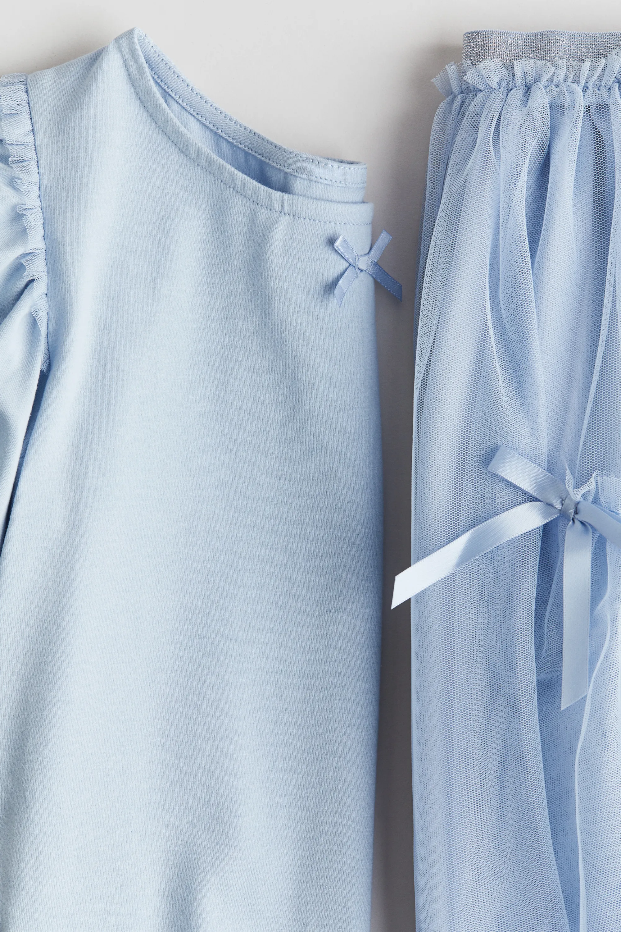 Ensemble 2 pièces avec top et jupe en tulle - Bleu clair