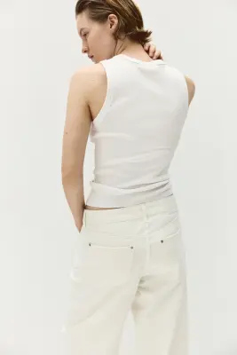 Barrel Leg Low Waist Ankle Jeans - Crème — photo 3