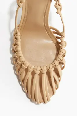 Escarpins noués avec bride arrière et talon - Beige — photo 2