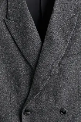 Veste Relaxed Fit à fermeture croisée - Gris foncé/motif chevron — photo 2