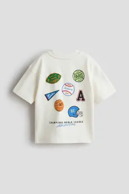 T-shirt avec applications - Blanc/ballon de basket — photo 2