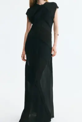 Robe maxi bi-matière - Noir — photo 1