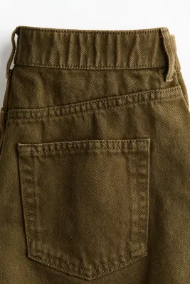 Short frangé en denim - Vert kaki foncé — photo 4