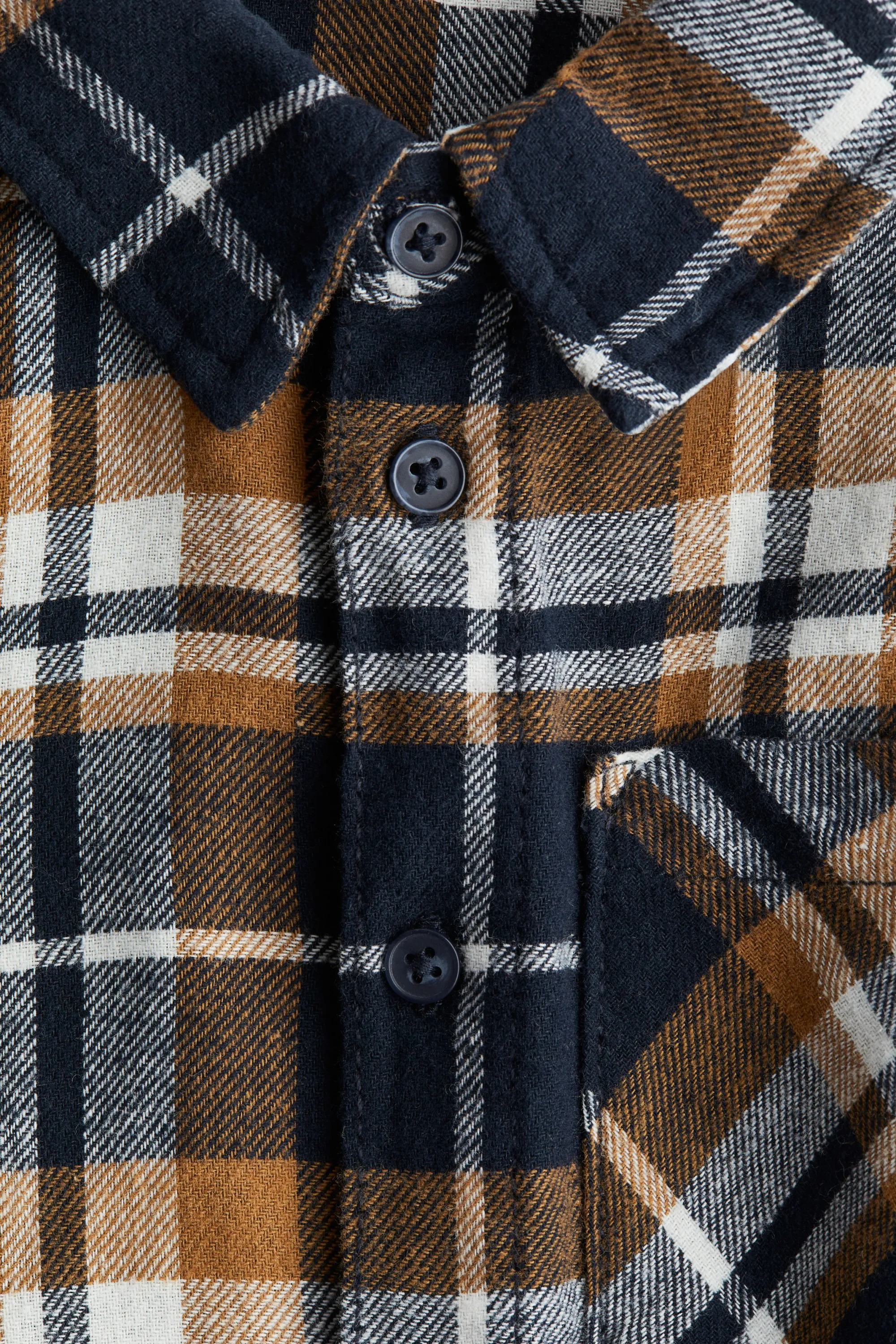 Chemise en flanelle de coton - Bleu marine/marron/carreaux