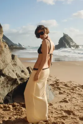 Jupe de plage avec cordons de serrage - Jaune clair — photo 2