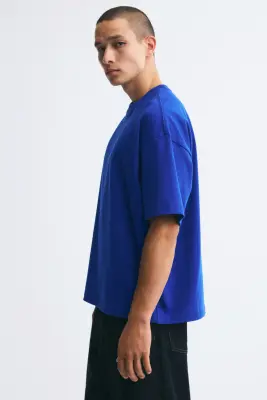 T-shirt Oversized Fit en coton - Bleu vif — photo 4