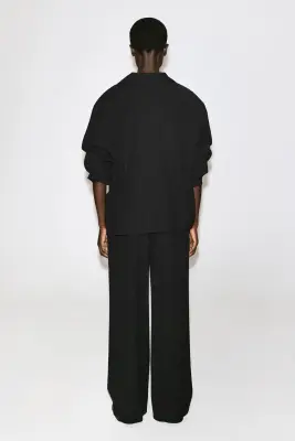 PANTALON LARGE EN JERSEY FROISSÉ - NOIR — photo 2
