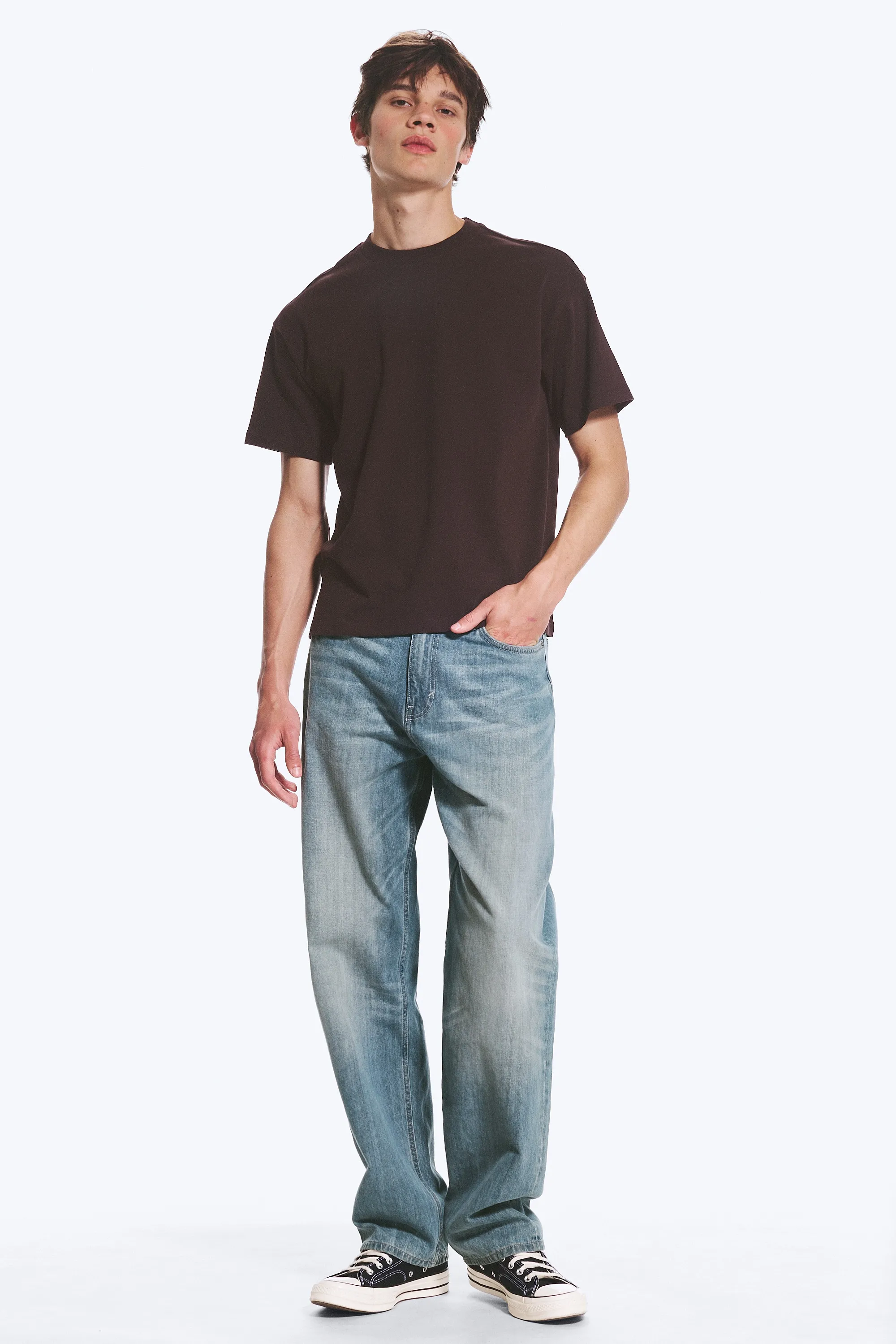 T-SHIRT COUPE AMPLE - Marron foncé