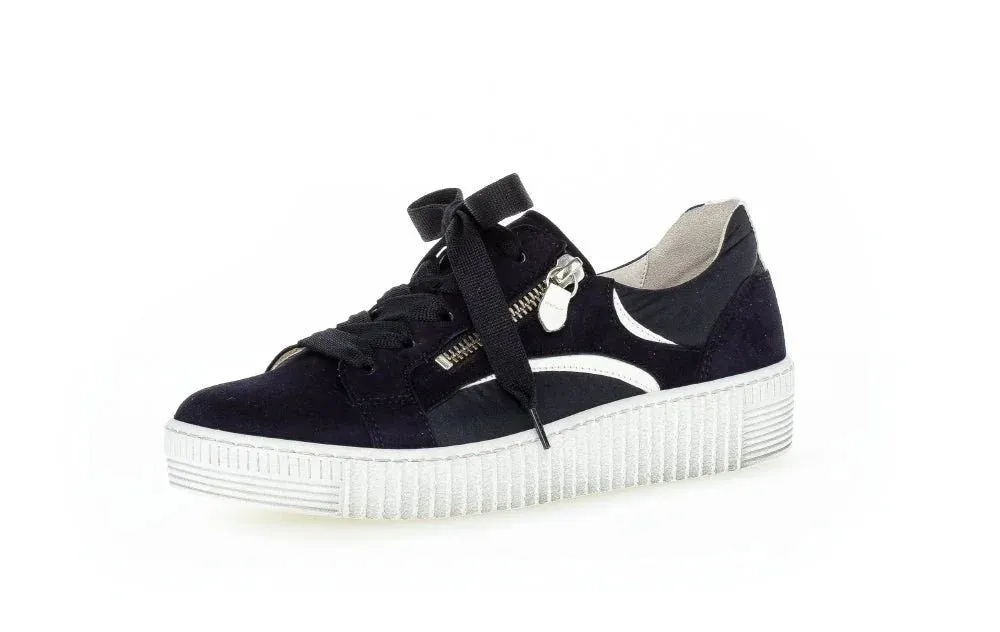 Baskets Gabor 83.330.16 Bleu Marine - Cuir Double Zip Grande Pointure Femme