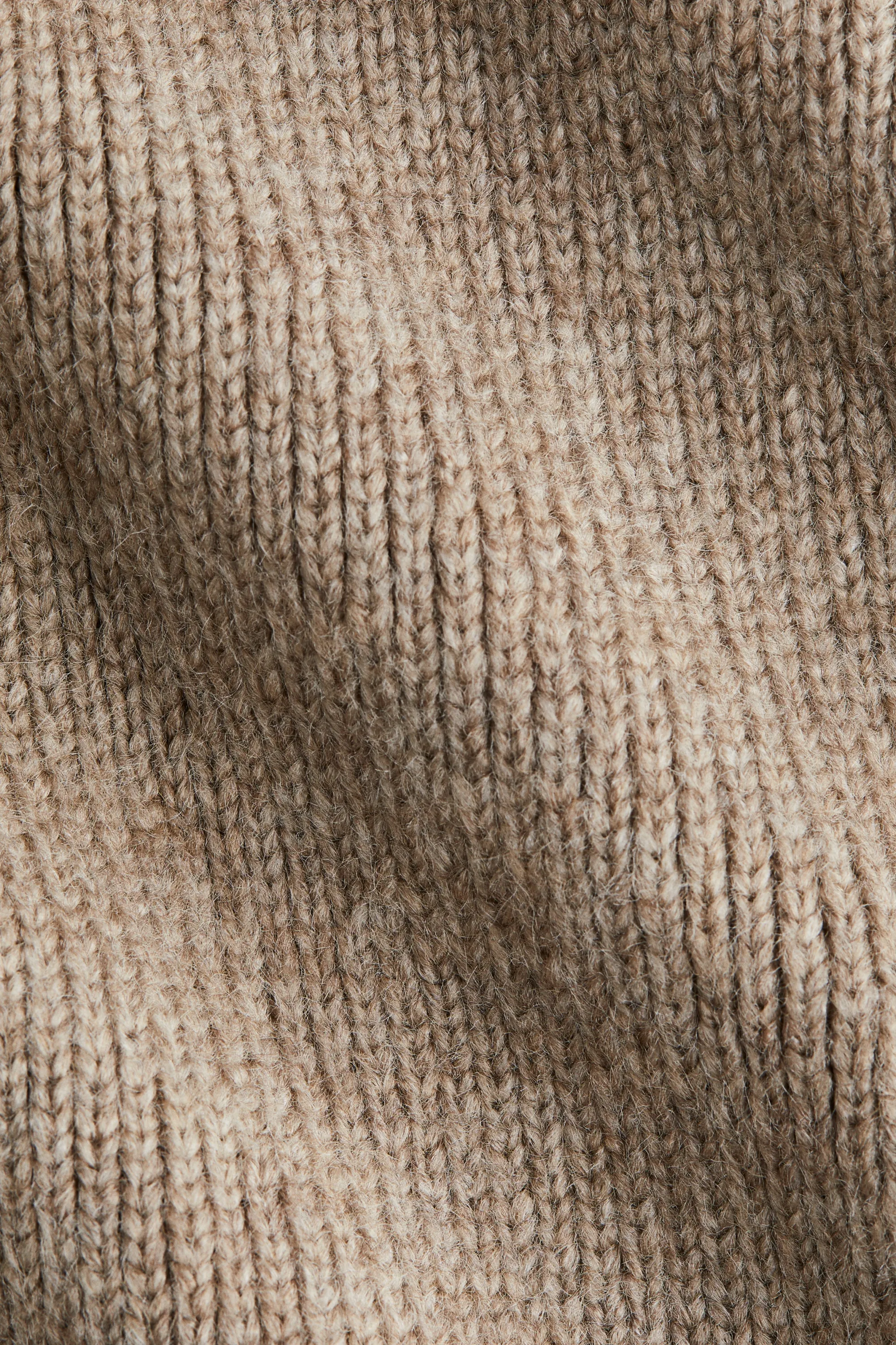 Robe en maille avec col cheminée - Beige chiné