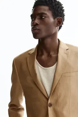 Veste Slim Fit en lin - Beige — photo 2