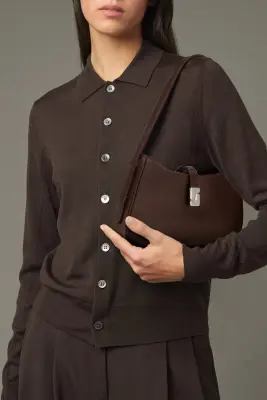 SAC BONNIE CHOCOLAT FERMOIR ARGENTÉ — photo 2