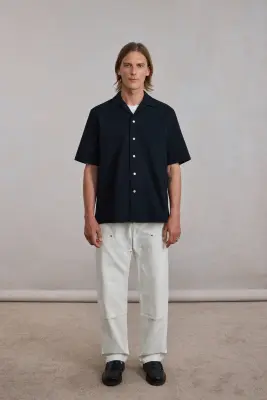 Chemise manches courtes 'The Seersucker Bowling Shirt' - Seersucker Noir — photo 2