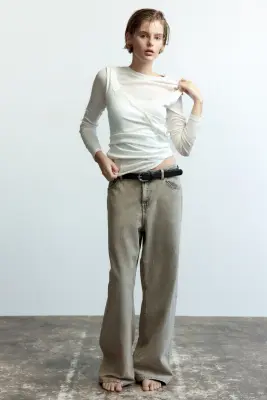 Baggy Regular Waist Jeans - Beige ancien — photo 3