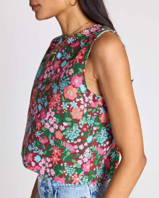 Top Roda imprimé Liberty rose et bordeaux — photo 3