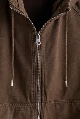 Veste workwear à capuche en coton - Marron délavé — photo 5