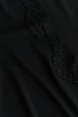 Top bordé à manches longues avec dentelle - Noir — photo 3