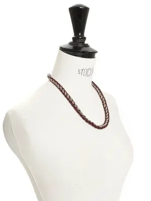 Collier chaîne argent tressée de cuir prune Prix boutique 500€ — photo 5