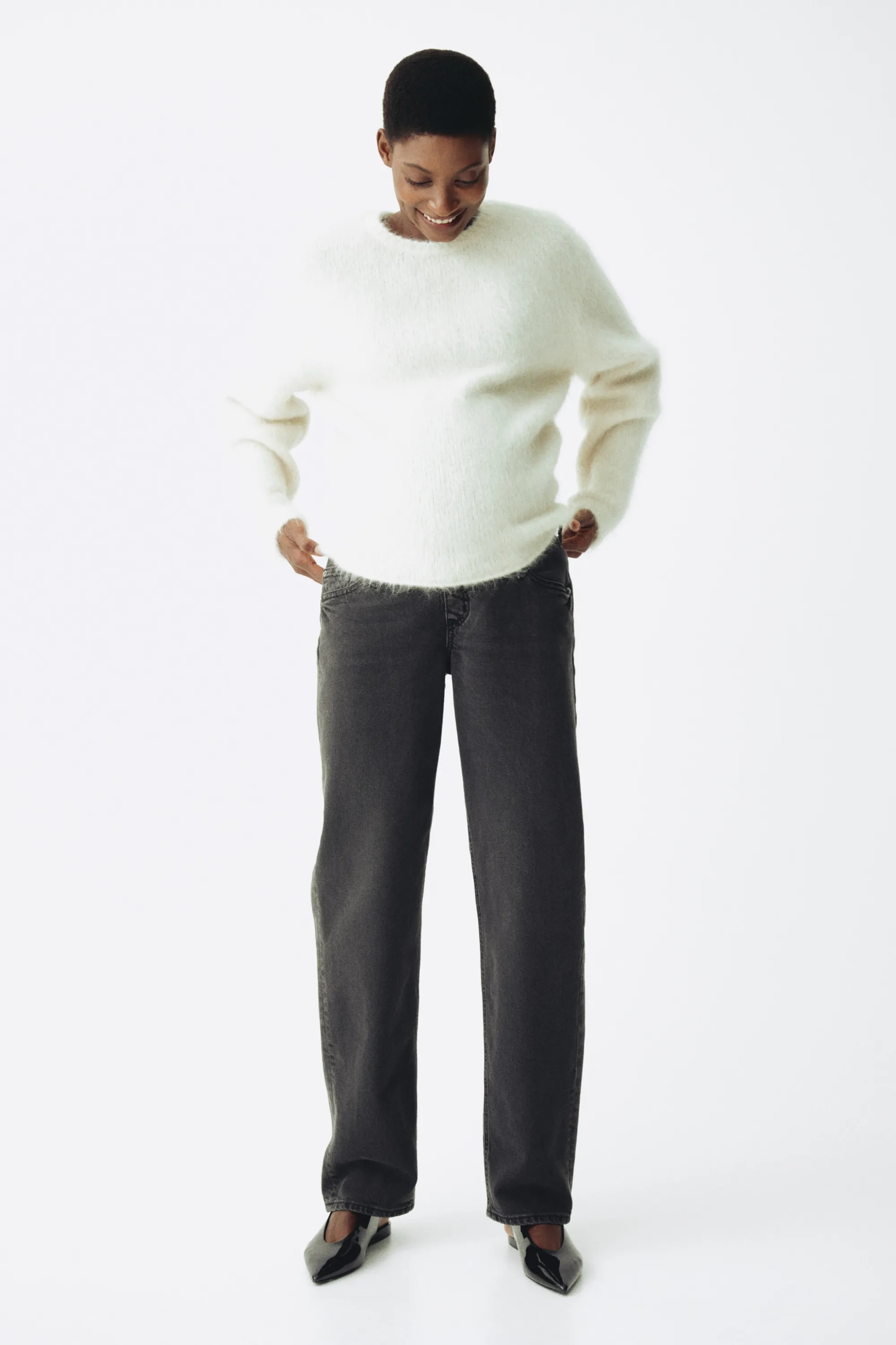 MAMA Straight Jeans - Gris denim foncé