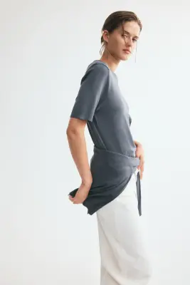 Top en maille fine - Gris foncé — photo 2