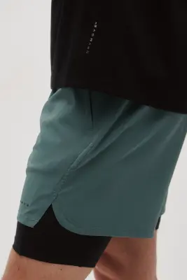 Short de sport superposé DryMove™ - Vert ancien — photo 2