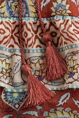 Robe tunique volantée - Marron/fleuri — photo 4