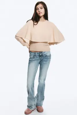 Pull ajusté à détail cape - Rose poudré clair — photo 1