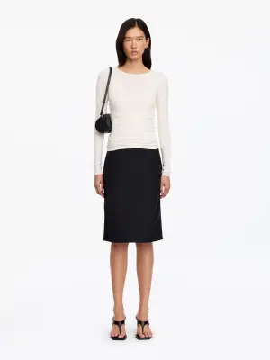 Sac à bandoulière cylindrique en cuir - Noir — photo 1