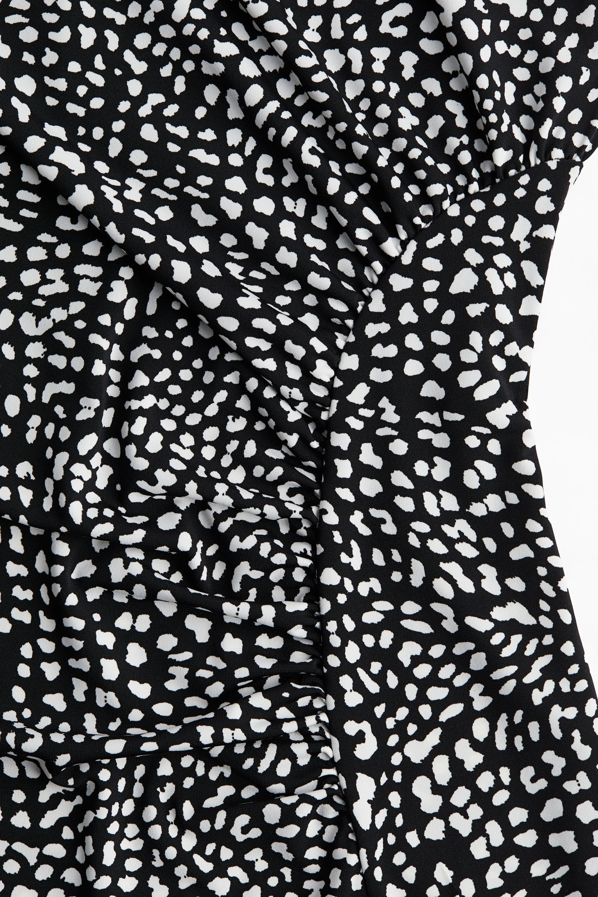 Robe à effet drapé avec col cheminée - Noir/motif
