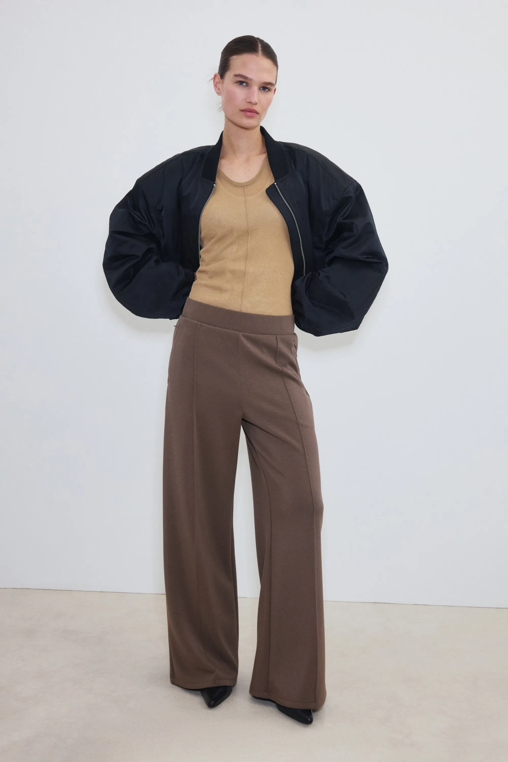 Cooling Relaxed Fit Wide trousers - Marron clair