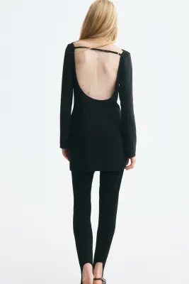 Robe en jersey avec dos ouvert - Noir — photo 3