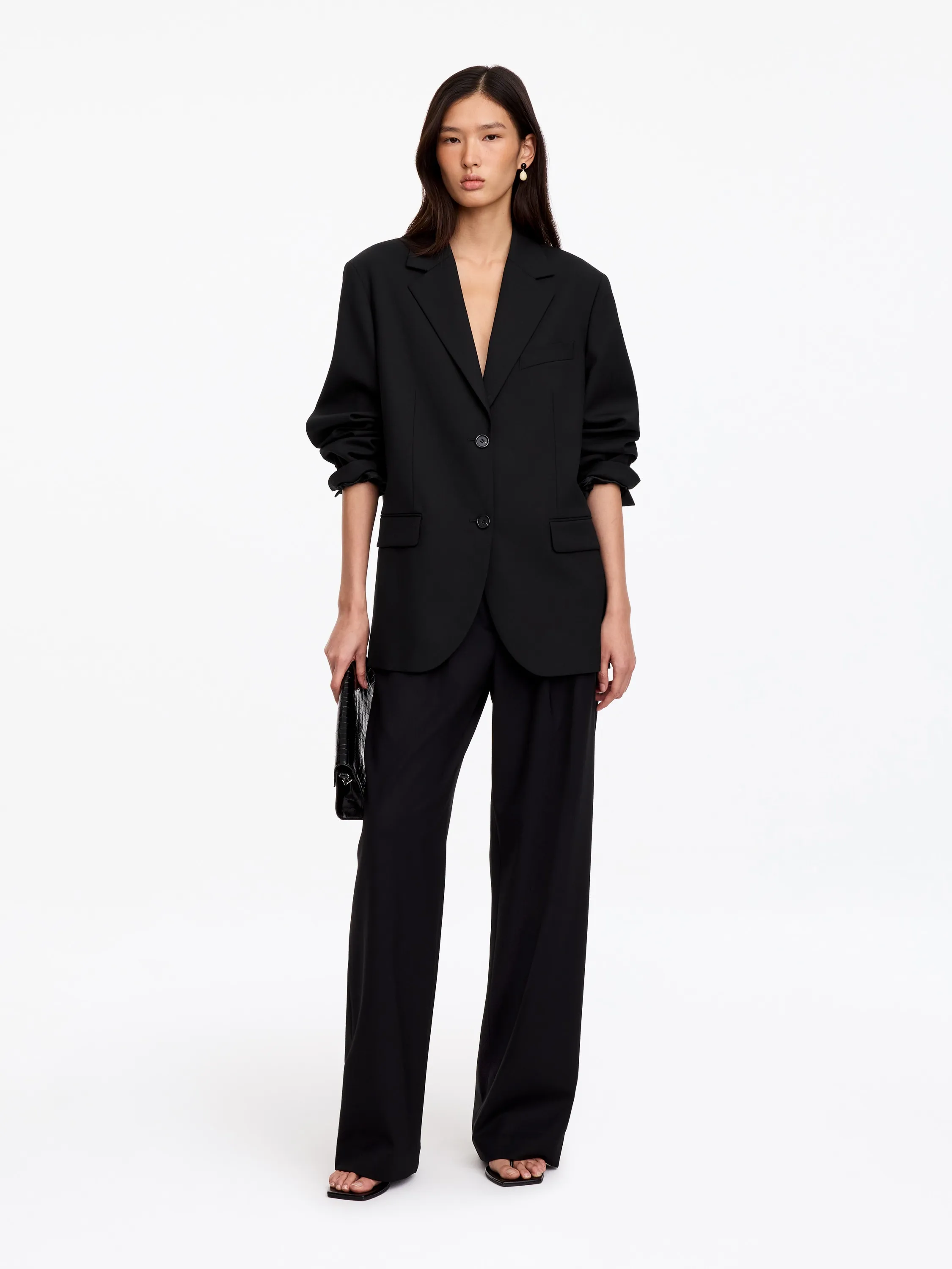 Blazer décontracté en laine mélangée - Noir