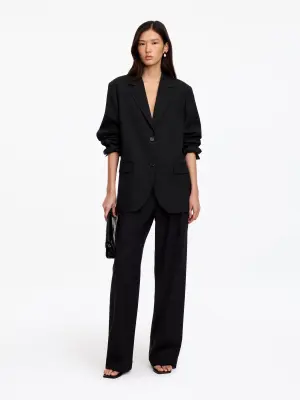 Blazer décontracté en laine mélangée - Noir — photo 1