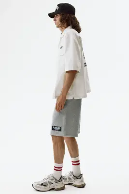 Short Relaxed Fit en molleton - Gris chiné — photo 4