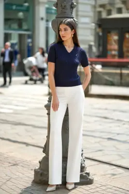 Talina Cable Knit Top - Navy — photo 3