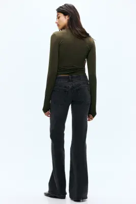 Flared Low Jeans - Gris denim foncé — photo 2