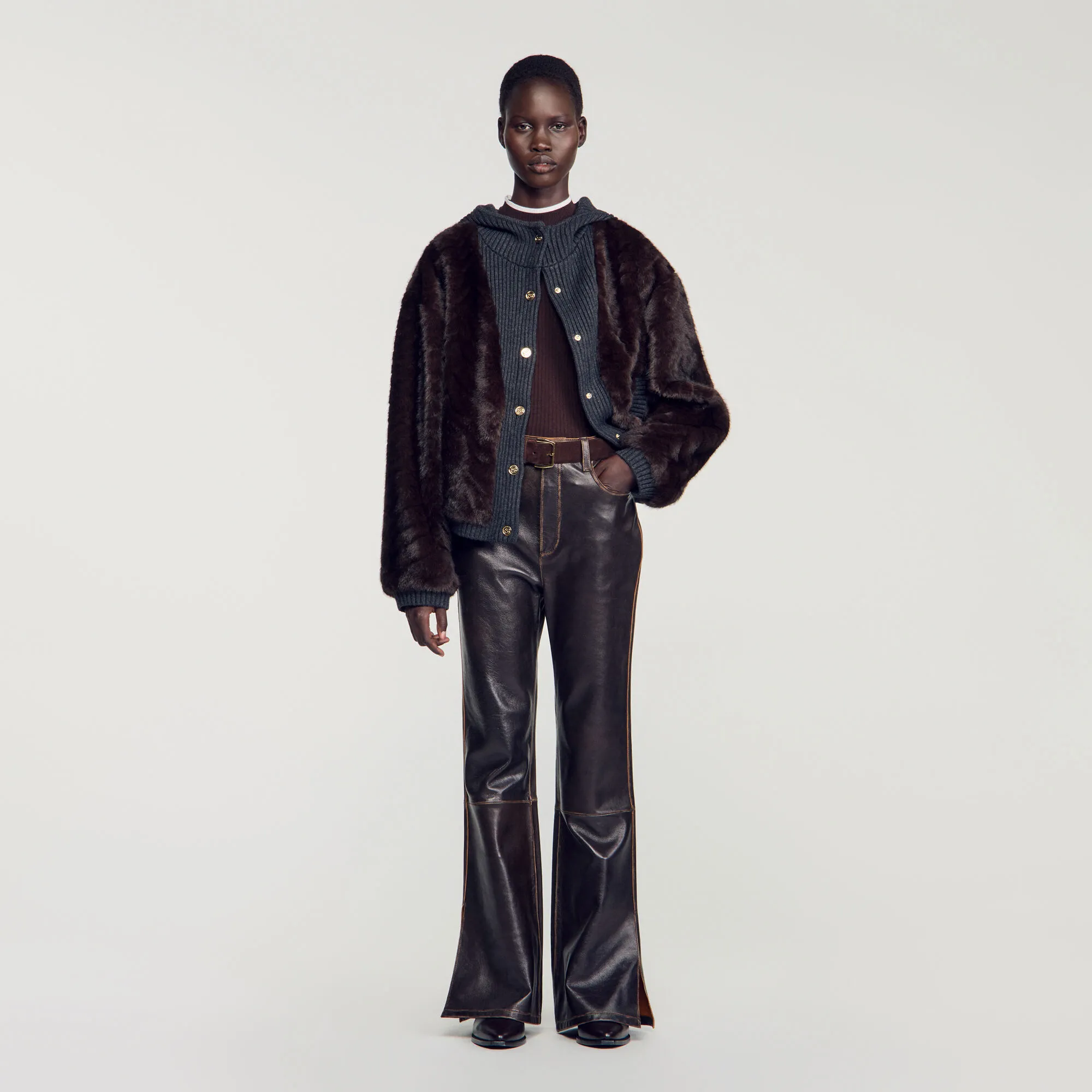Blouson en fausse fourrure et maille