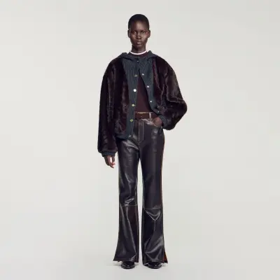 Blouson en fausse fourrure et maille