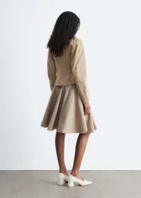 Veste zippée et ajustée en jean - Beige — photo 4